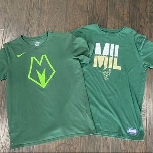 Milwaukee Bucks  T-shirt LOT OF TWO YXL Nike, Under Armour